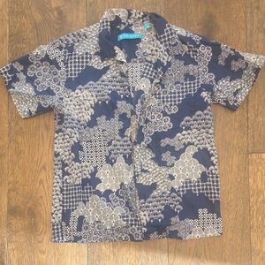 Tori Richard Navy and Cream Patterned Kids Shirt